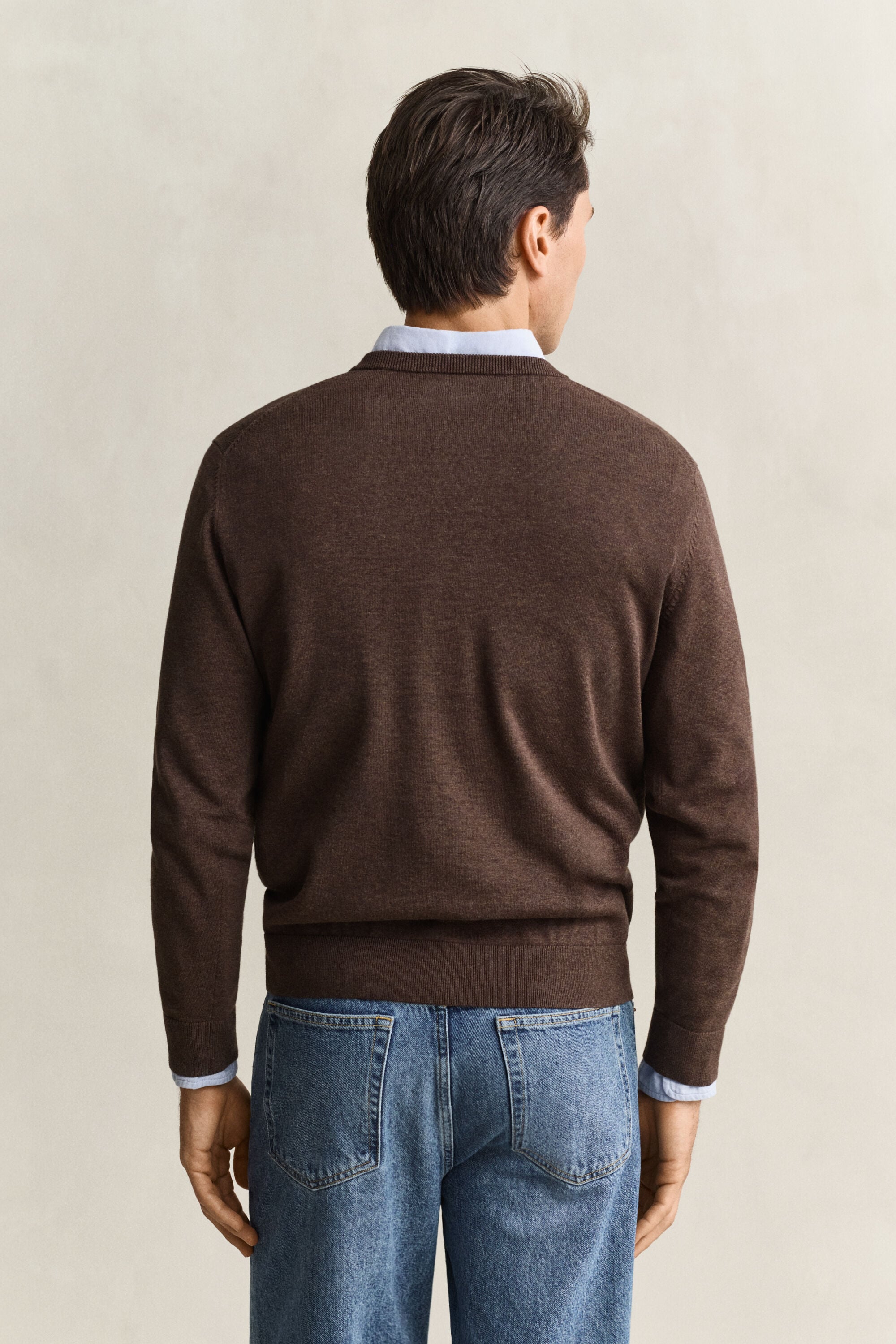 Sweater i bomuld med V-hals
