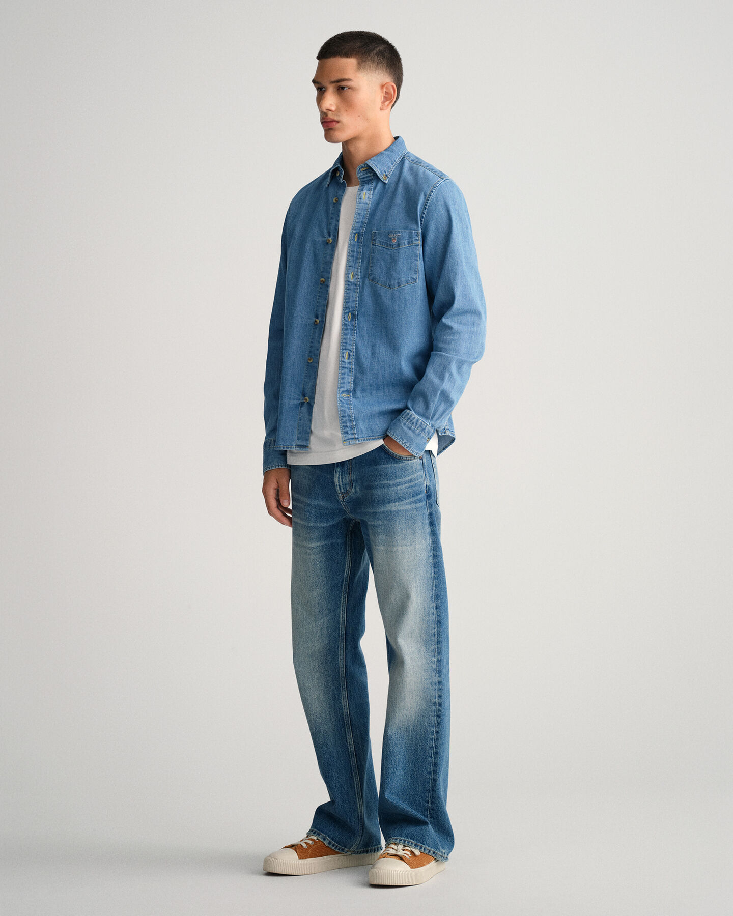 Slim fit denim-skjorte
