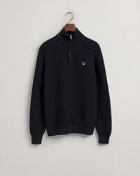 Texture bomuldssweater med halv lynlås