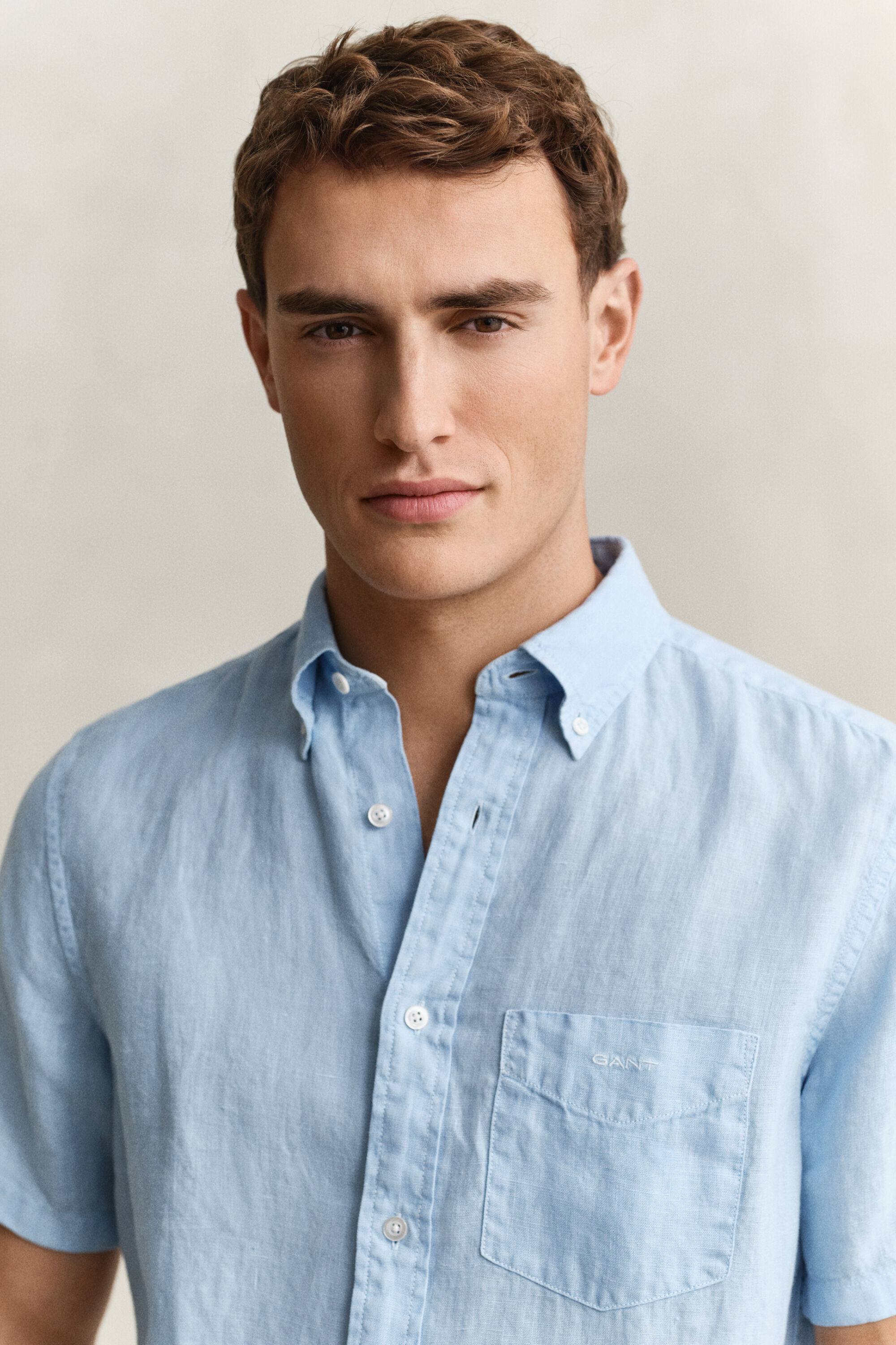 Kortærmet skjorte af hør