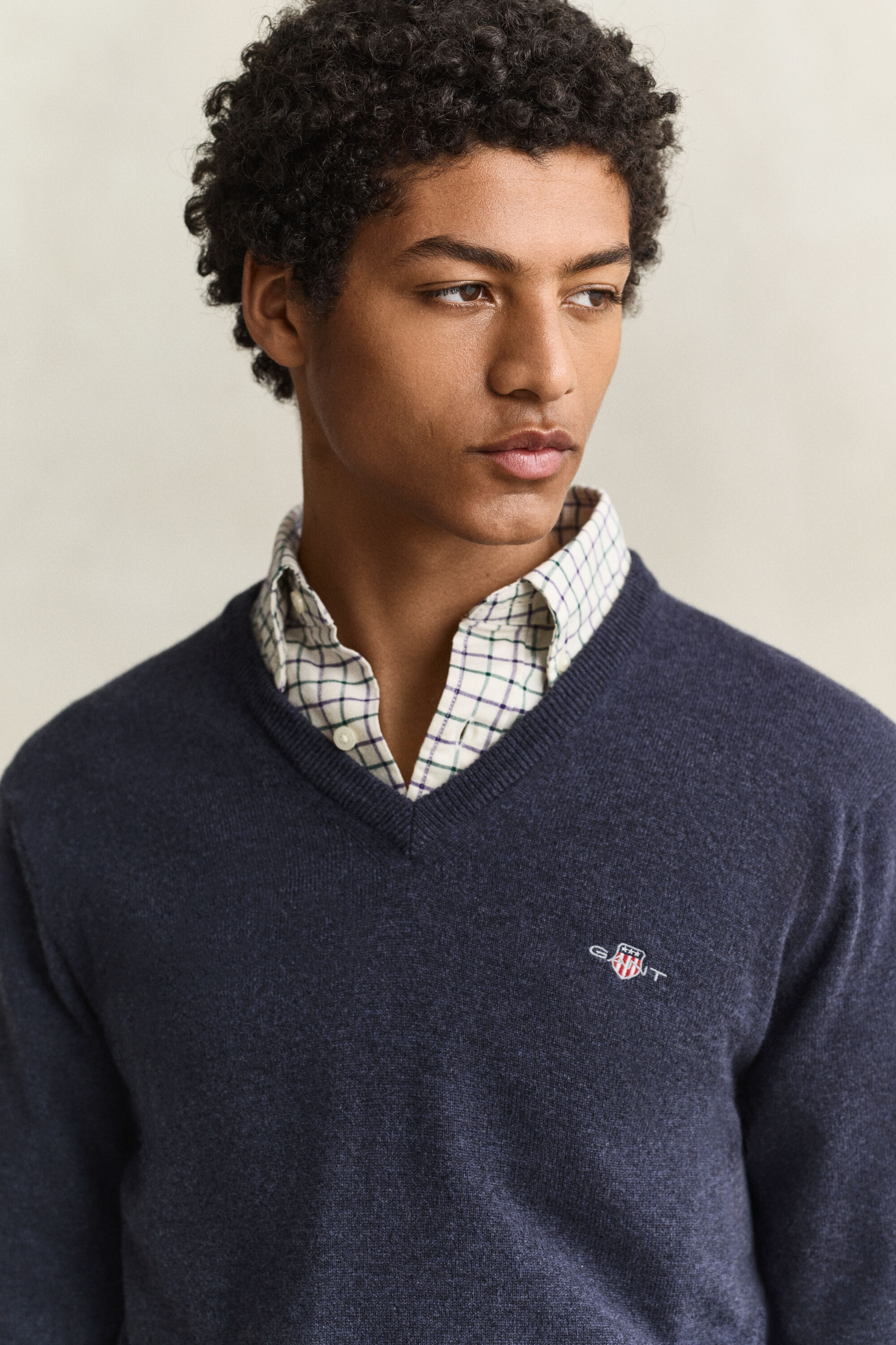 Sweater med V-hals i lammeuld