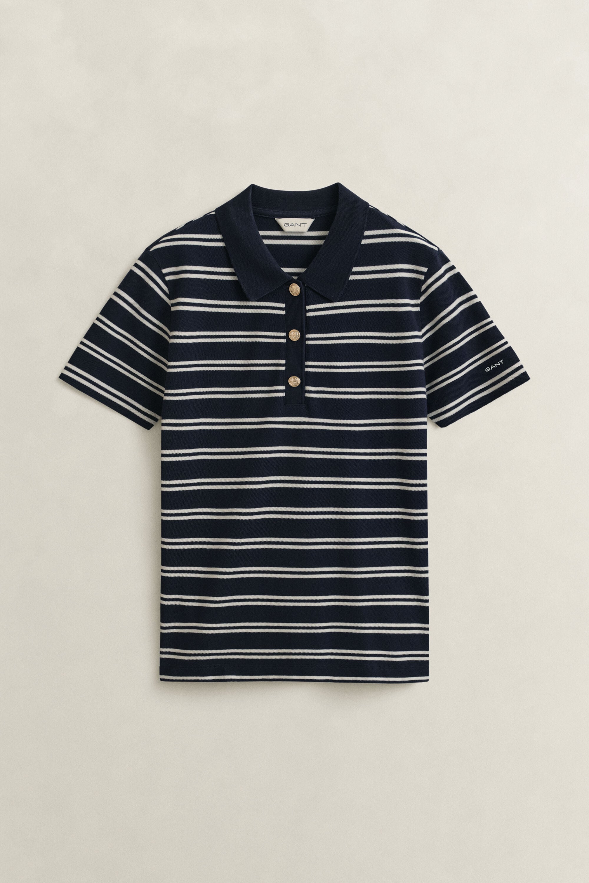 Stribet piqué polo-top
