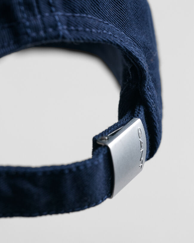 Cap af vasket bomuld med skrift