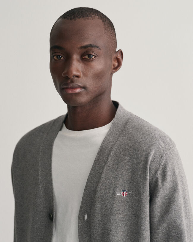 Klassisk cardigan i bomuld med V-hals