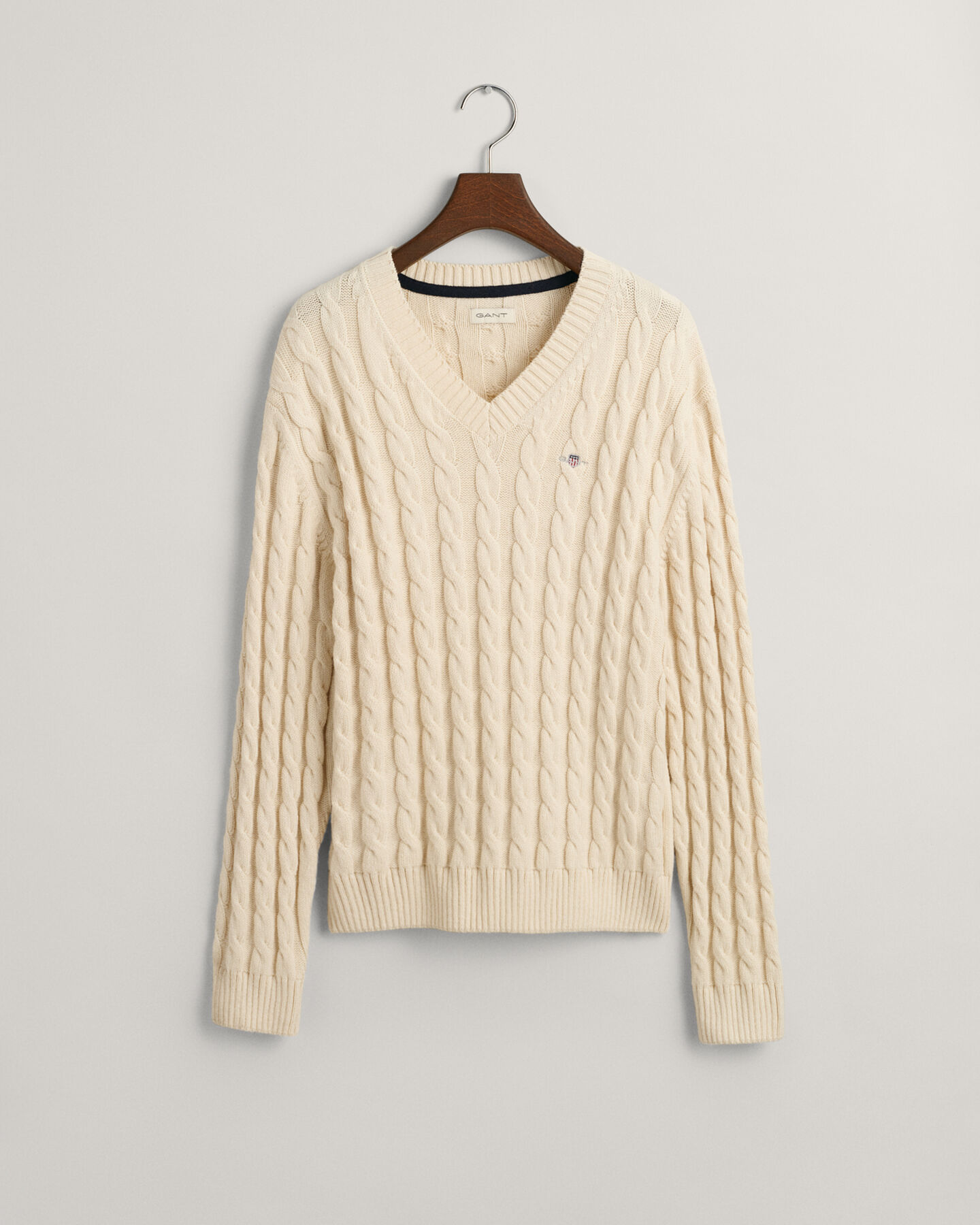 Teens Shield kabelstrikket sweater med V-hals