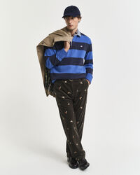 Stribet Heavy Rugger med krave i chambray