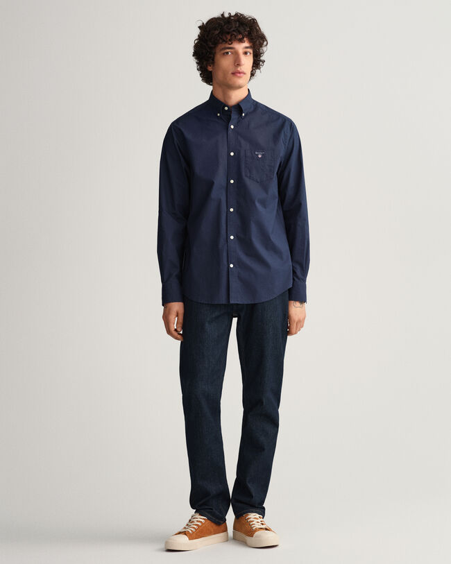 Regular fit t&aelig;tv&aelig;vet skjorte