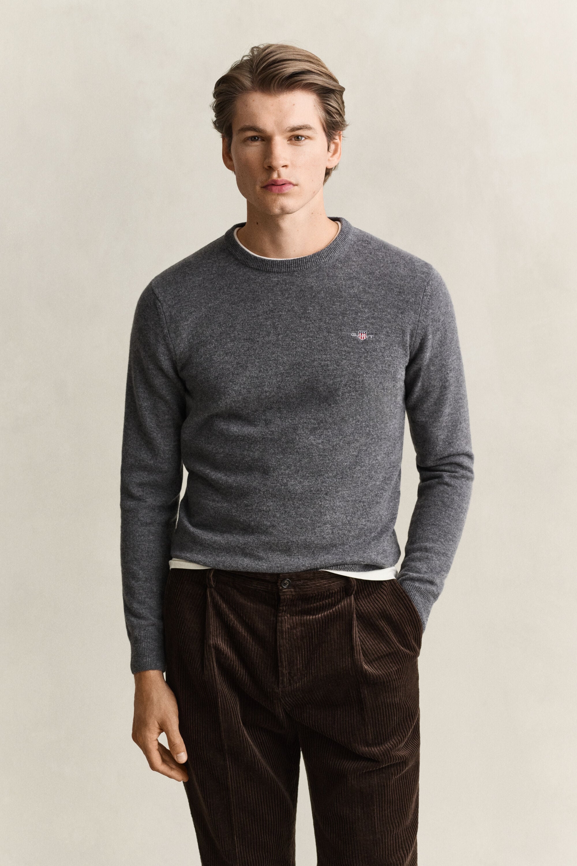 Crewneck sweater i lammeuld