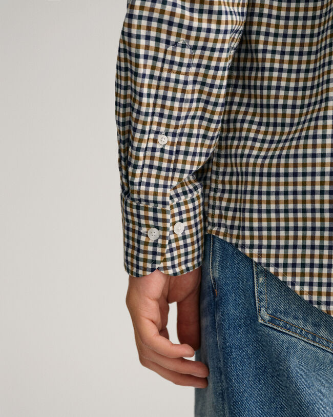Regular fit gingham skjorte af twill