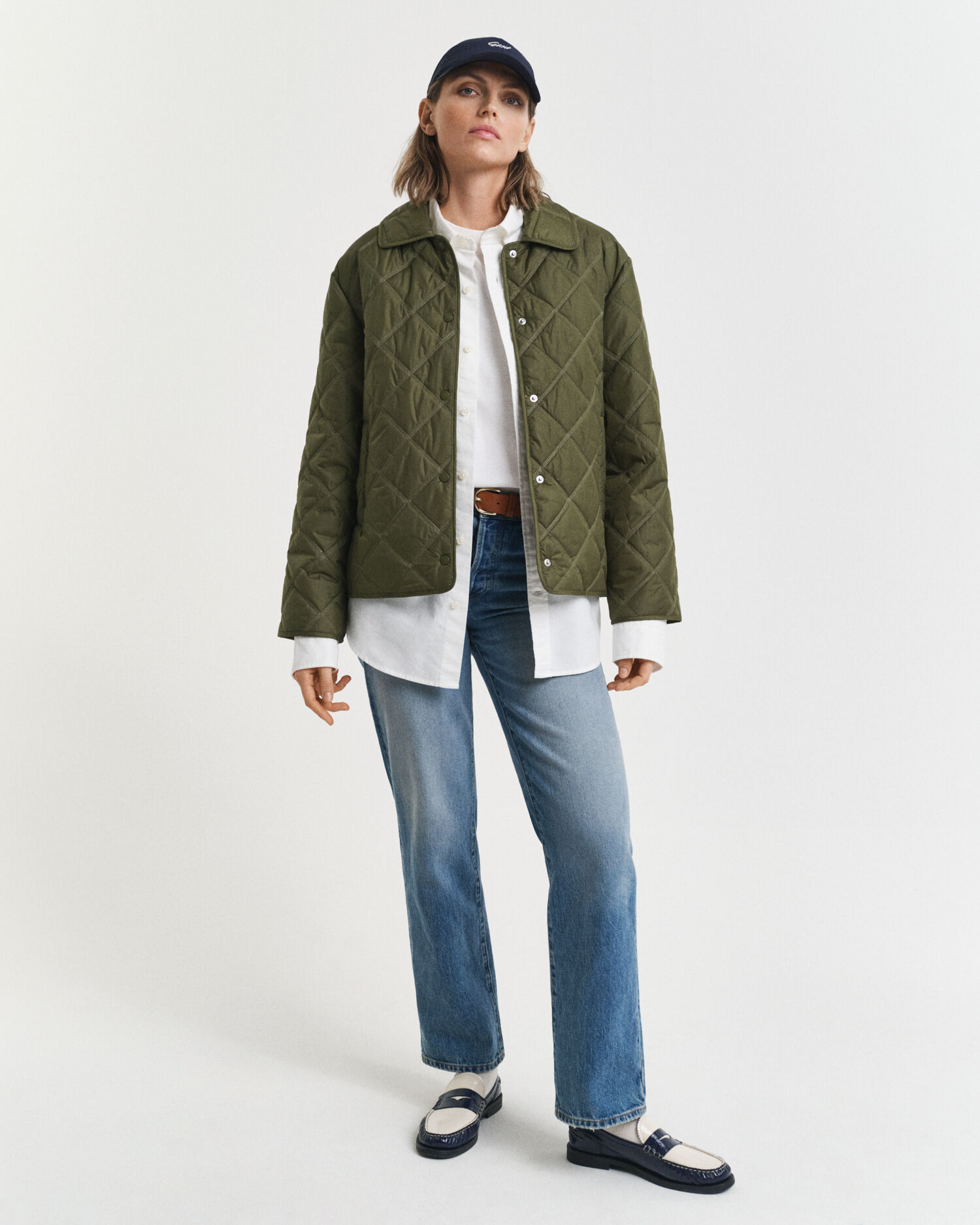 Quiltet jakke med krave