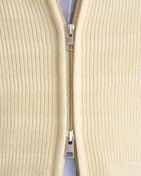 Stribet tekstureret cardigan af bomuld med lynl&aring;s