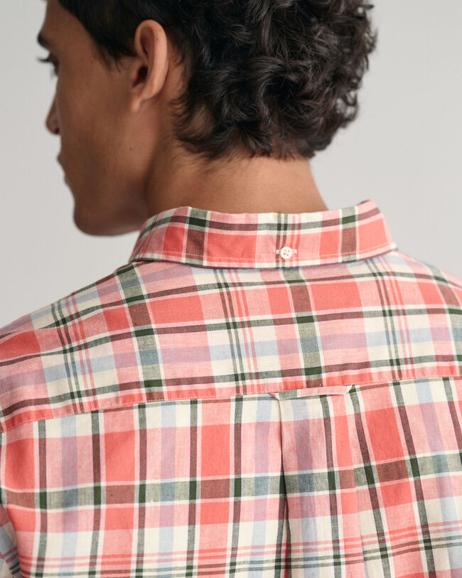 Regular fit ternet skjorte af bomuld og hør