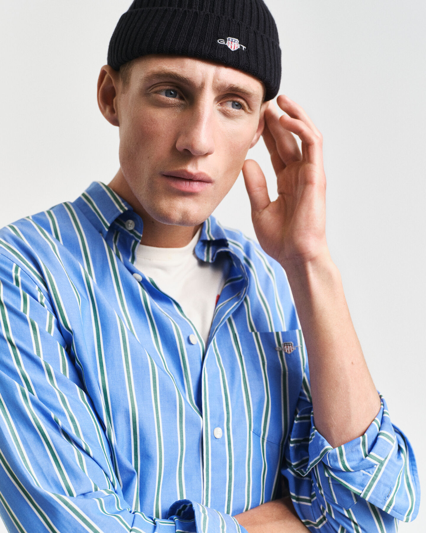 Regular fit klassisk stribet poplin-skjorte