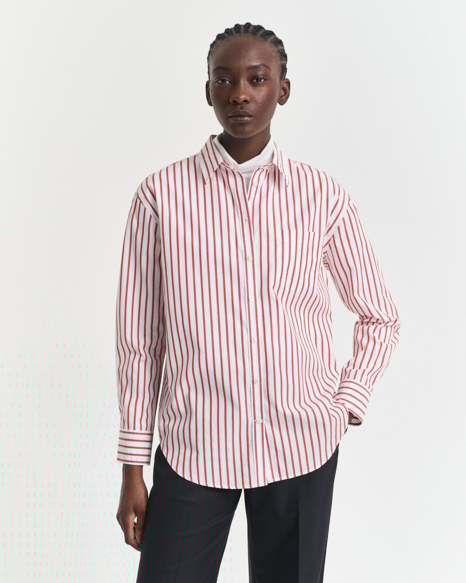 Relaxed fit klassisk stribet poplin-skjorte