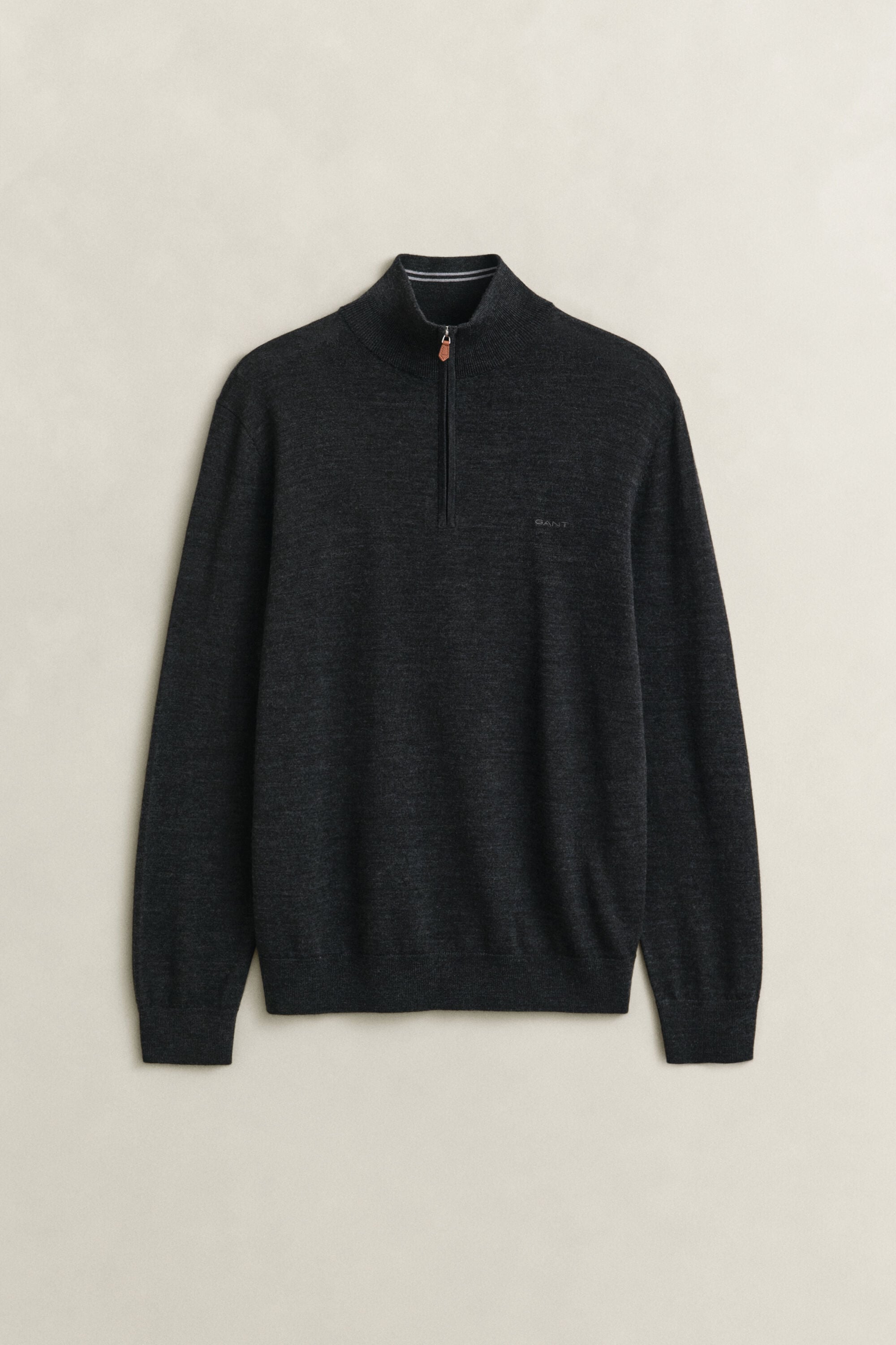 Sweater i merinould med halv lynlås