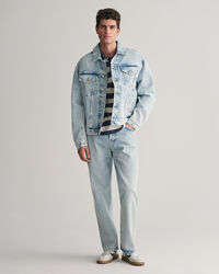 Tung vasket poloskjorte med striber