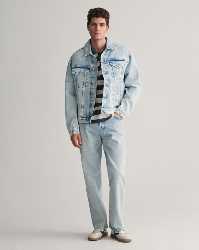 Tung vasket poloskjorte med striber