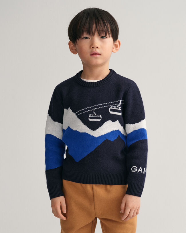 Kids Alpine jacquard crewneck sweater