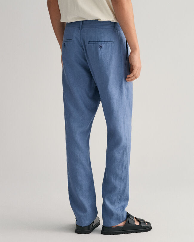 Relaxed fit hørbukser med løbesnor