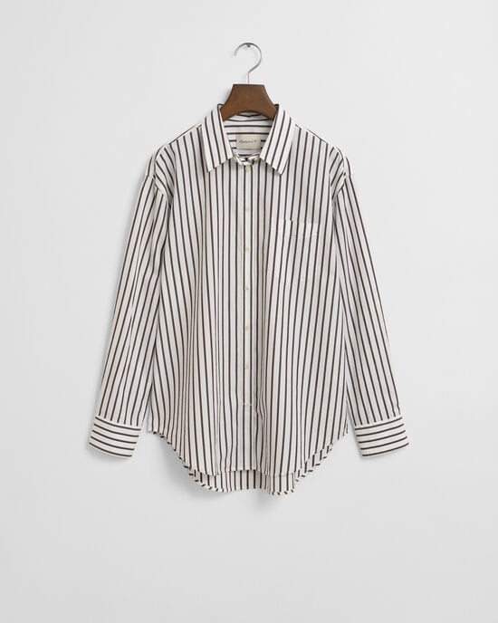 Relaxed fit klassisk stribet poplin-skjorte