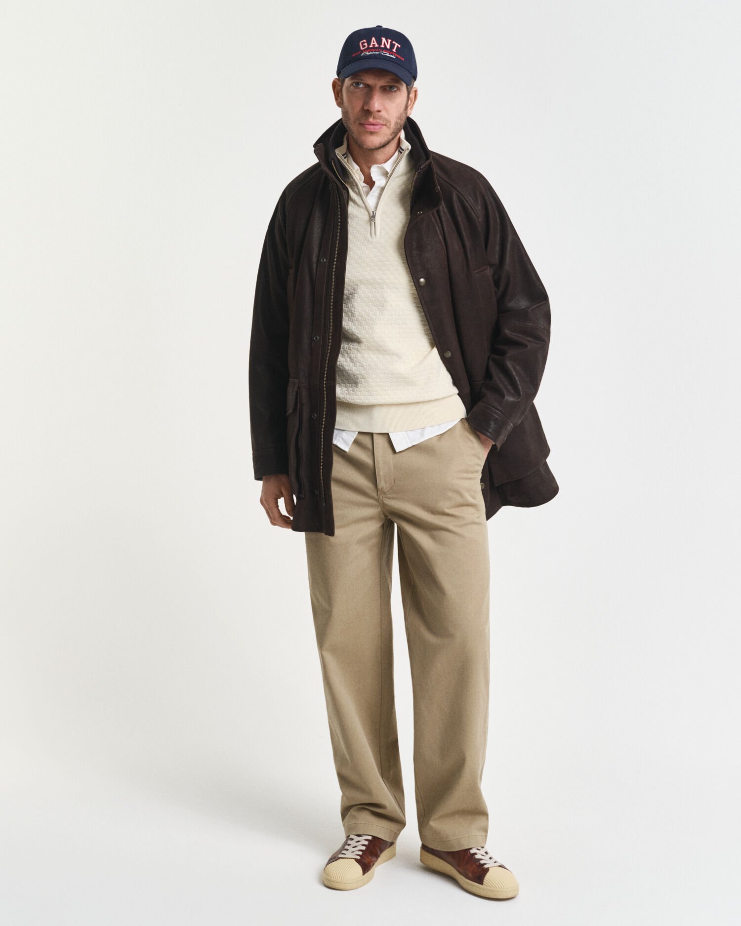 Sweater med mikrotekstur og halv lynlås