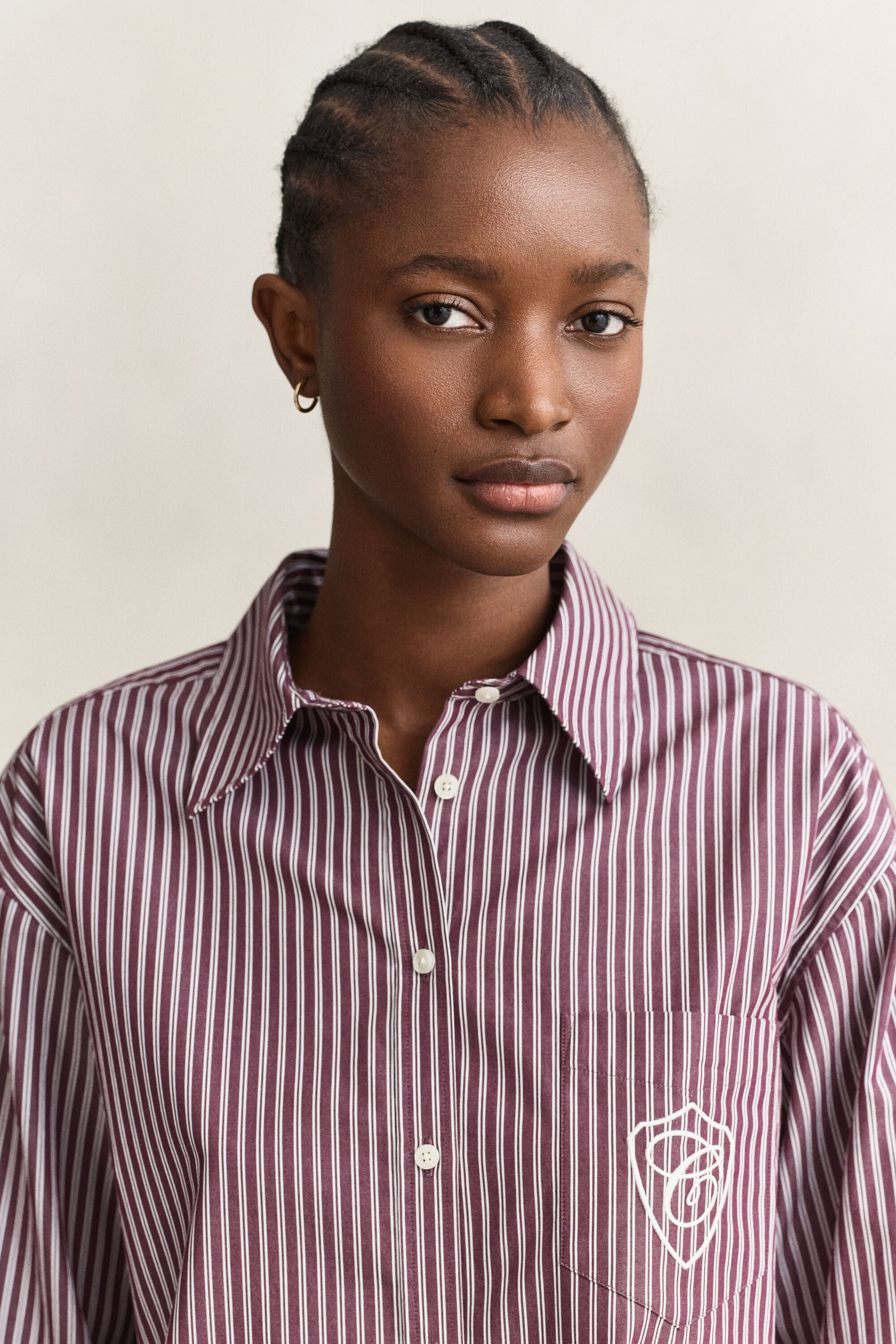 Relaxed fit stribet klassisk poplin-skjorte
