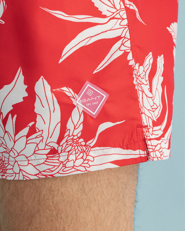 Classic fit badeshorts med Dahlia Flower-tryk