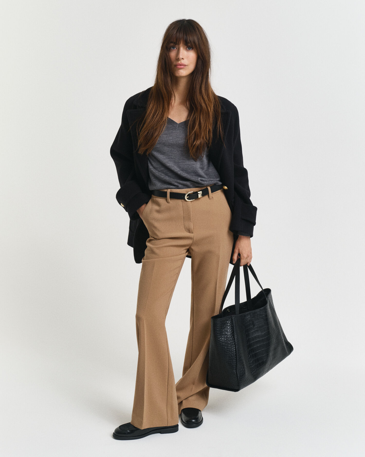 Sweater med V-hals sweater af ekstra fin merinould