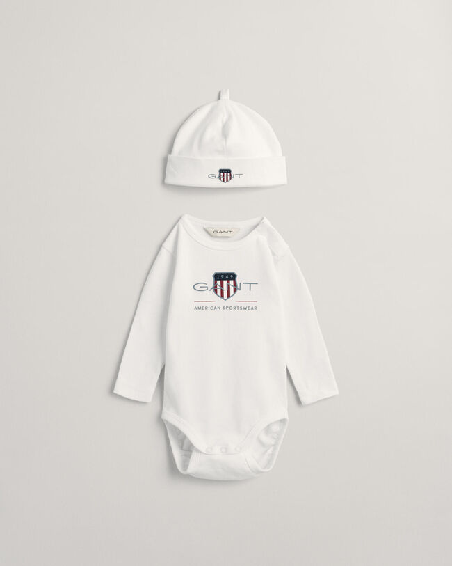 Baby Archive Shield bodysuit og beanie