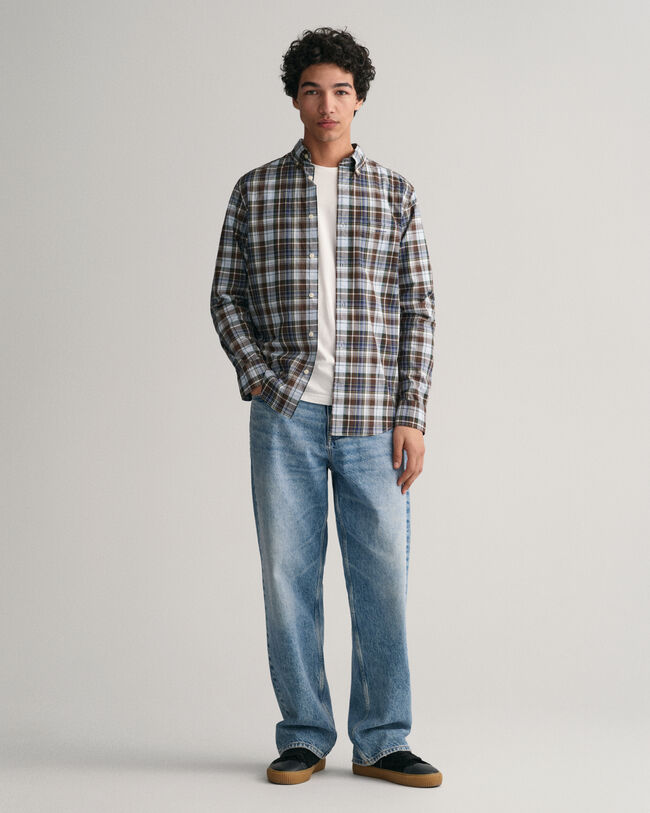 Regular fit skjorte af poplin med mellemstore tern