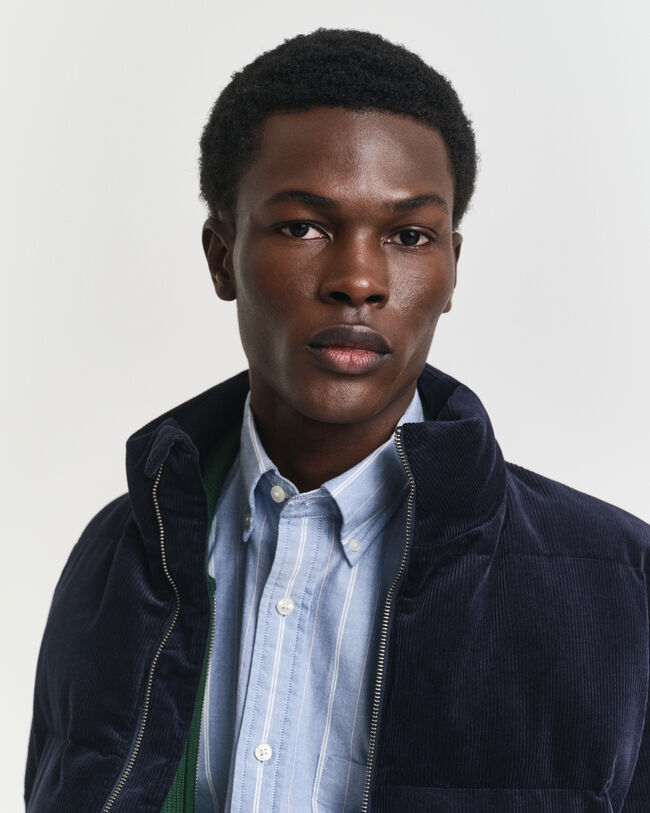 Pufferjakke i jernbanefløjl