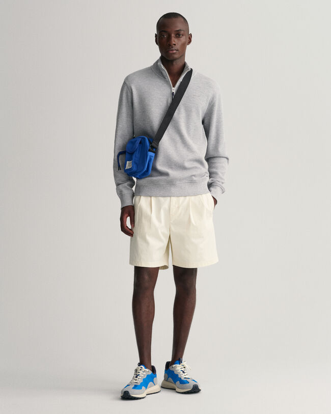 Waffle Texture sweatshirt med halv lynl&aring;s