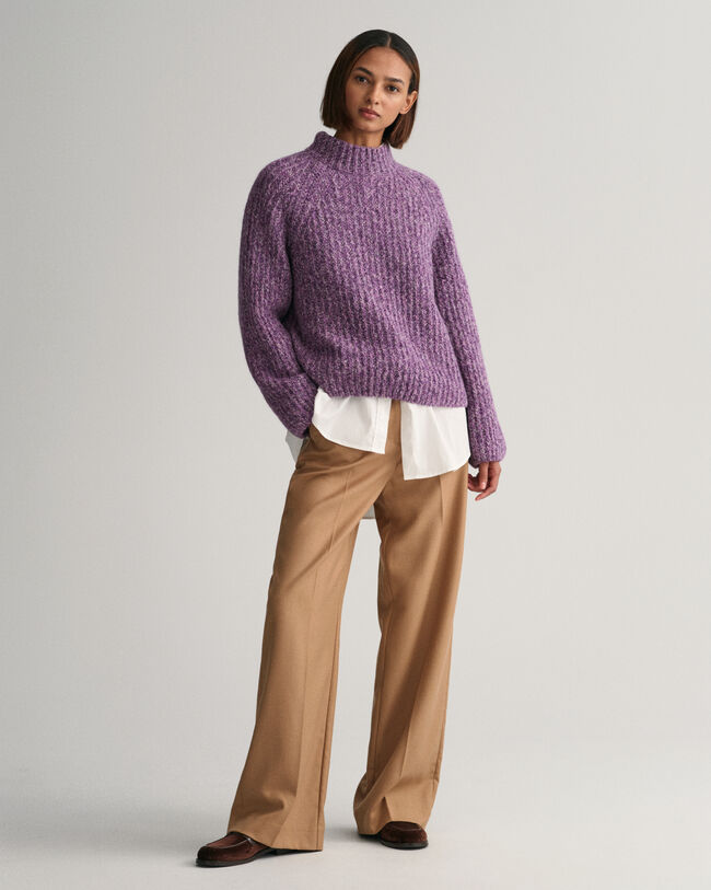 Flerfarvet sweater med st&aring;ende krave