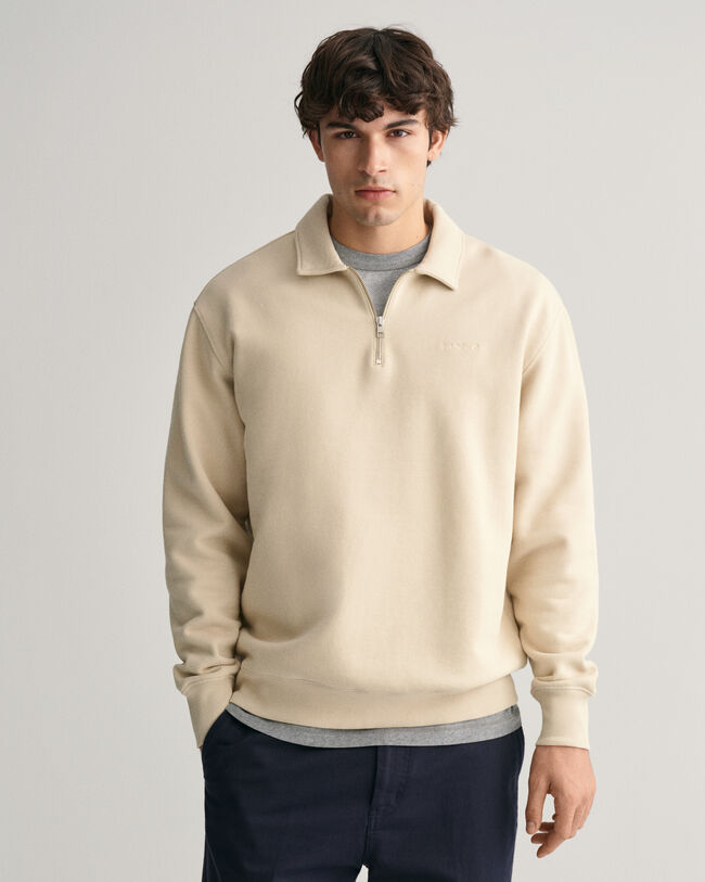 GANT Logo sweatshirt med halv lynl&aring;s