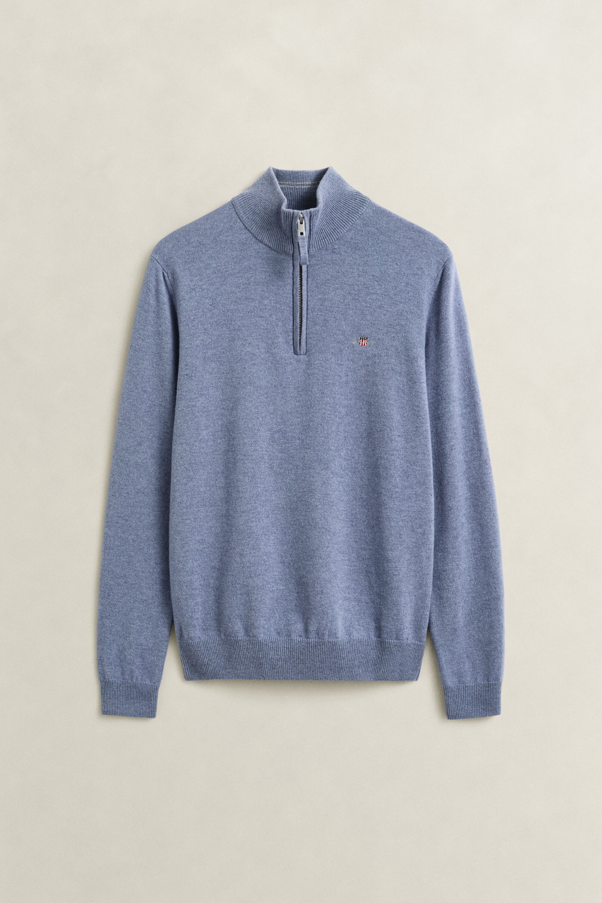 Sweater i lammeuld med halv lynlås