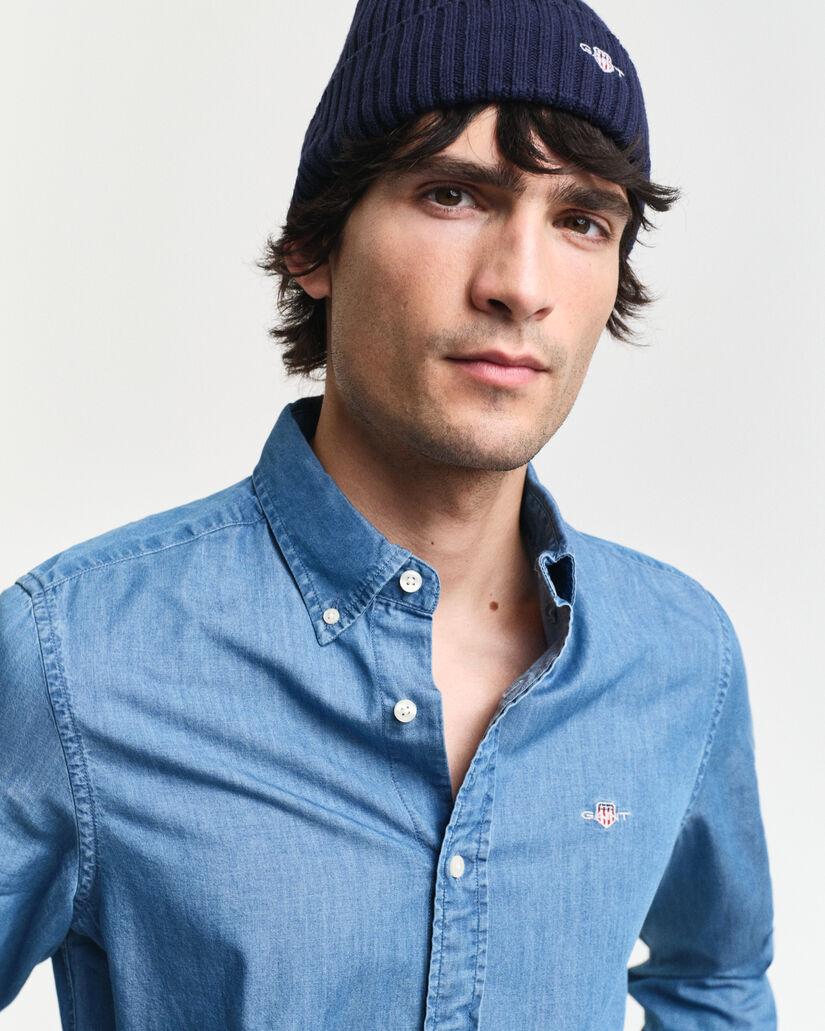 Slim fit indigo-skjorte