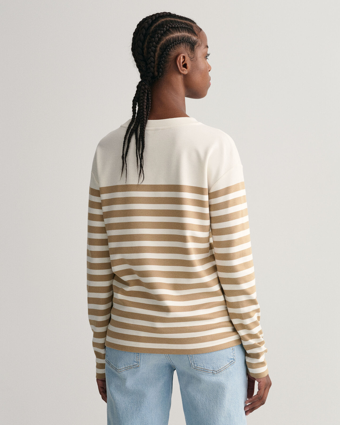 Stribet T-shirt med lange &aelig;rmer