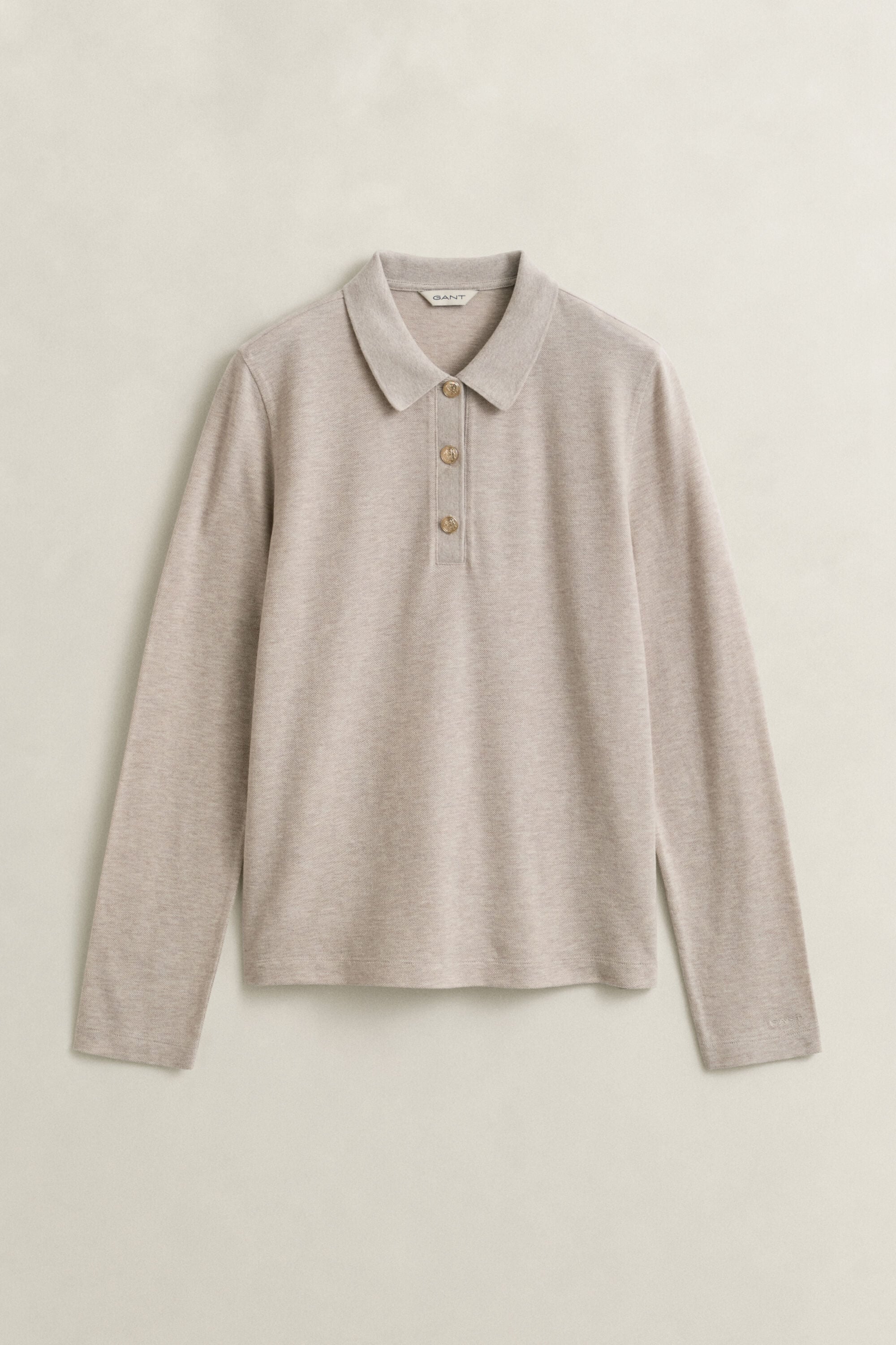 Langærmet piqué polo-top