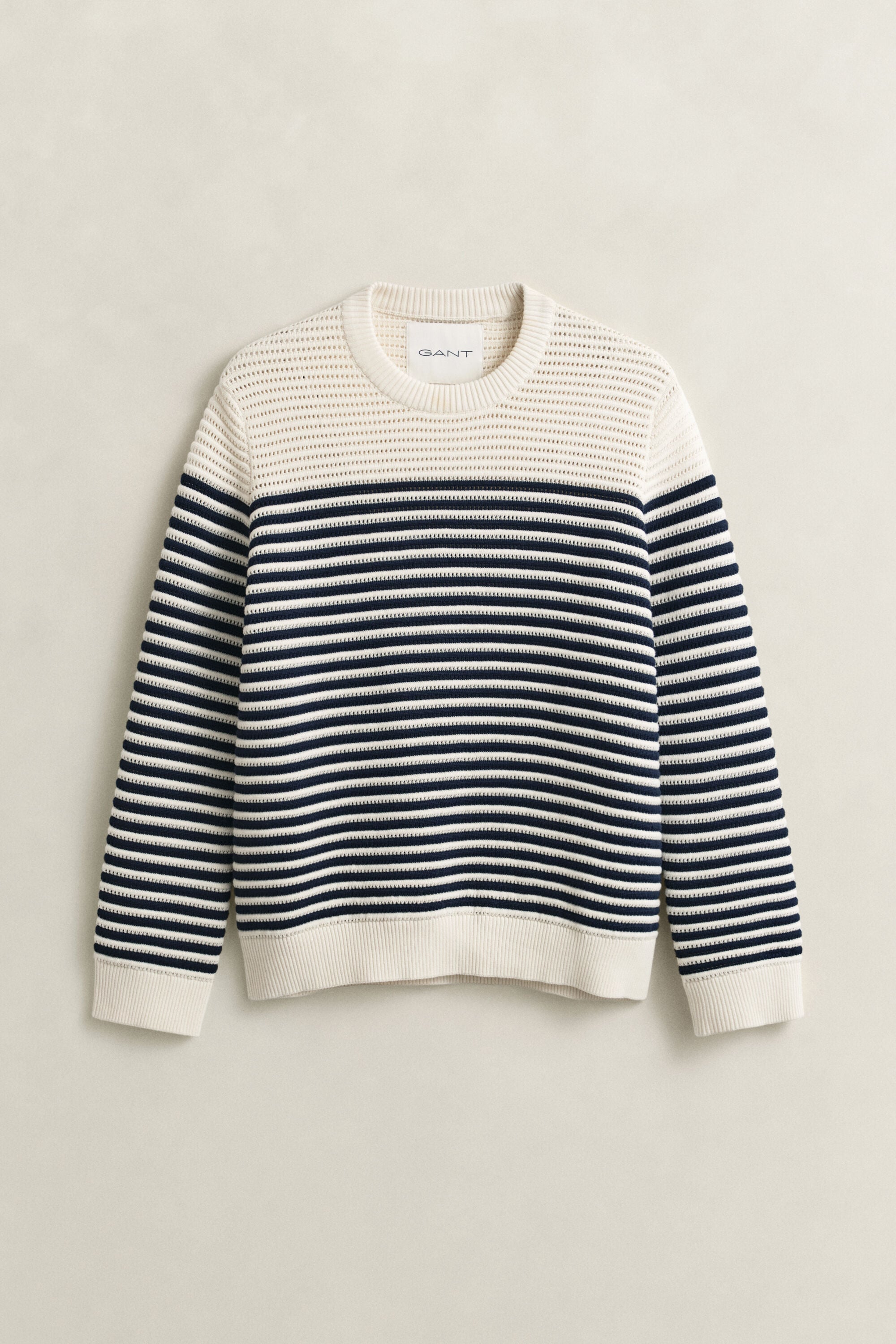 Stribet sweater med crewneck