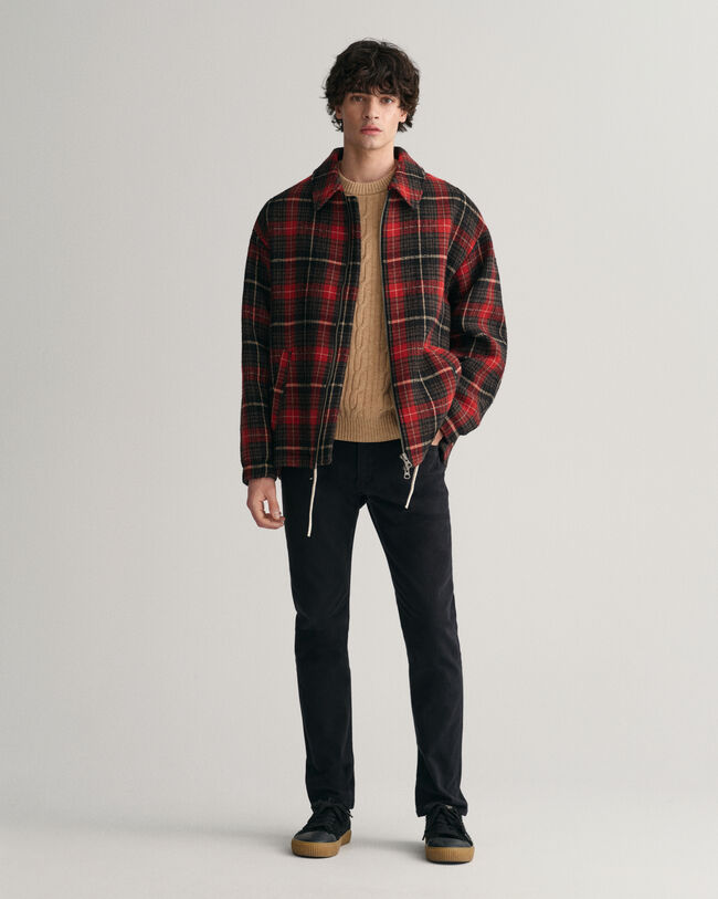 Crewneck sweater af lammeuld med kabelstrik