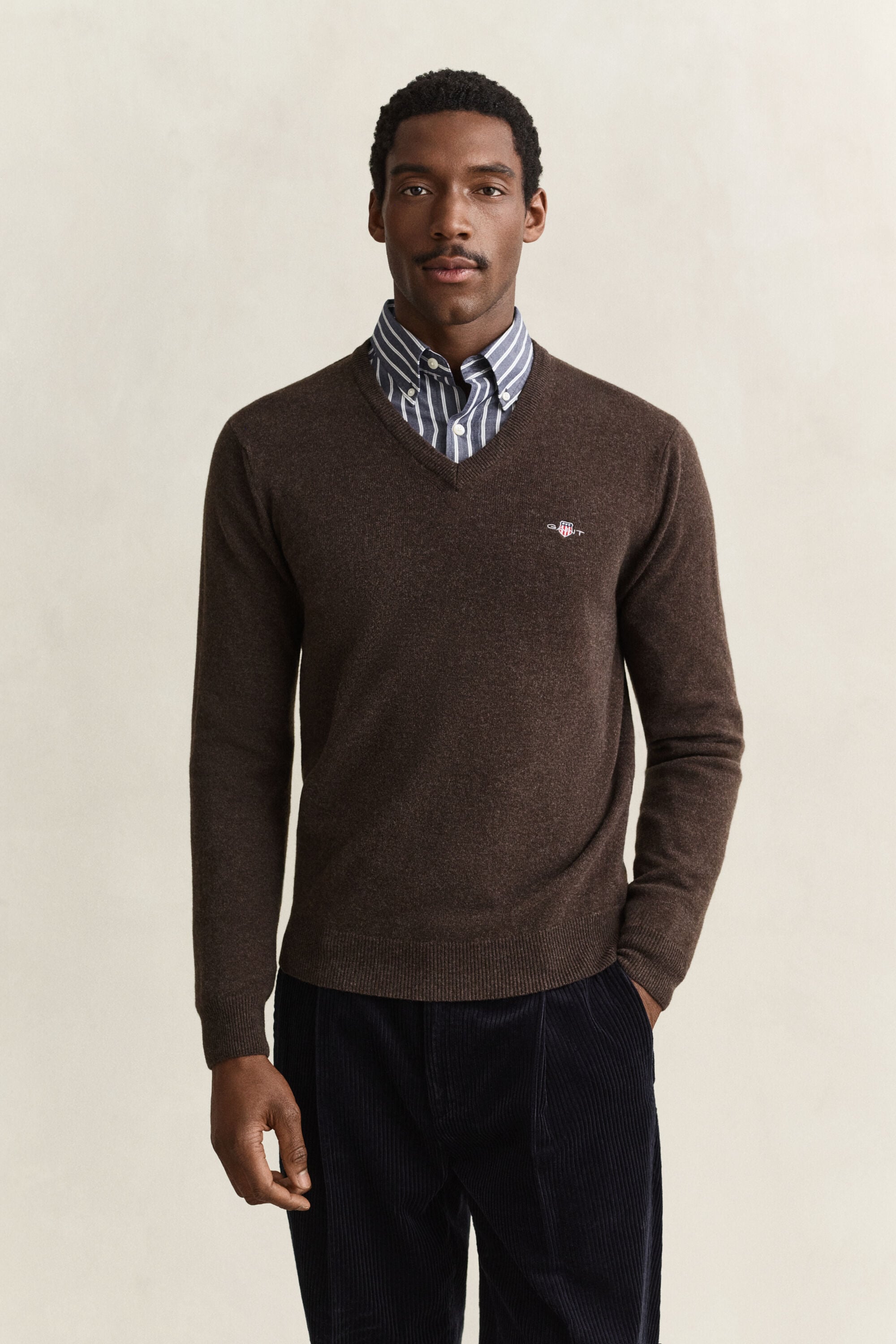 Sweater med V-hals i lammeuld