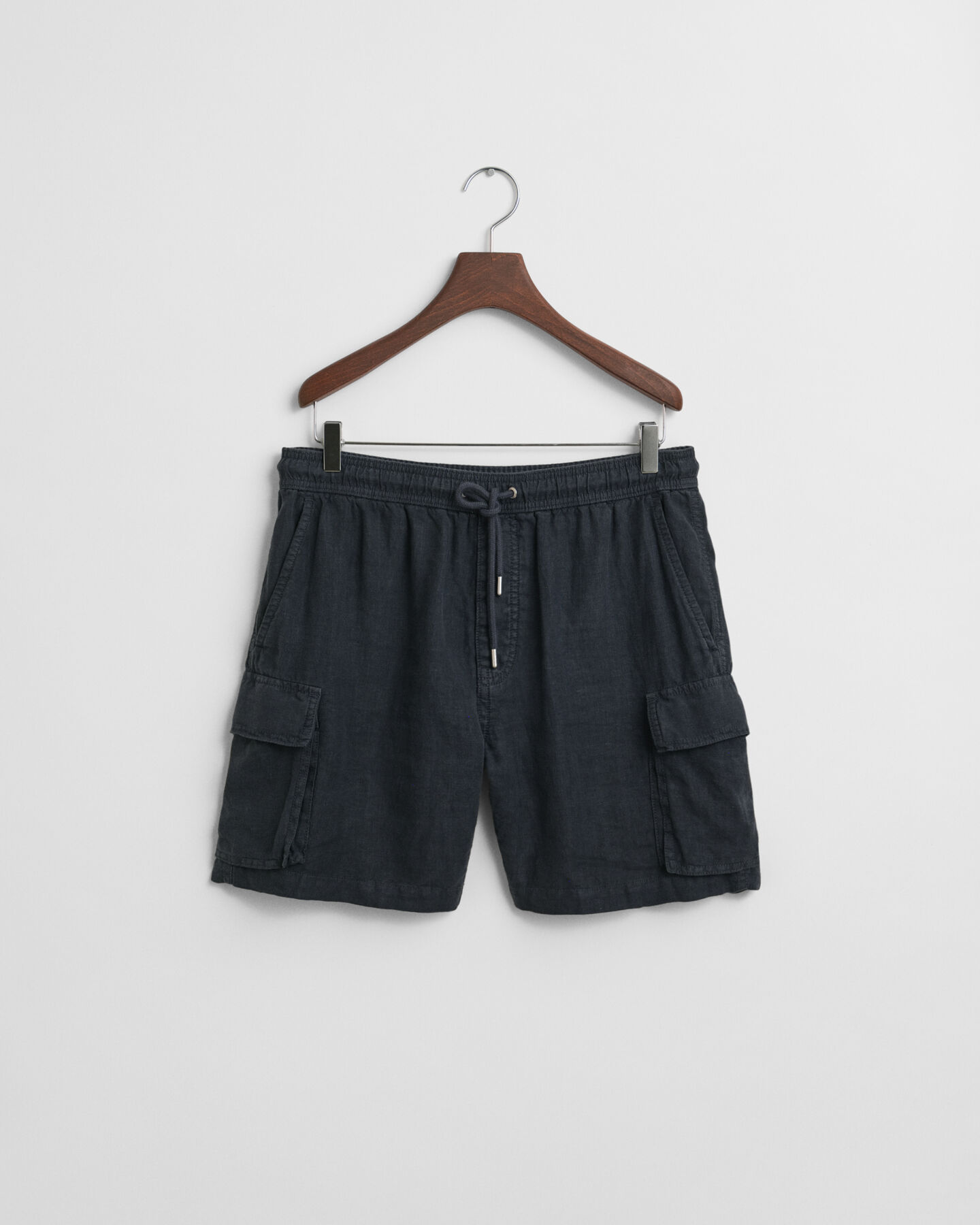 Regular fit cargo-shorts af hør