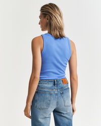 Ribstrikket tanktop med høj hals