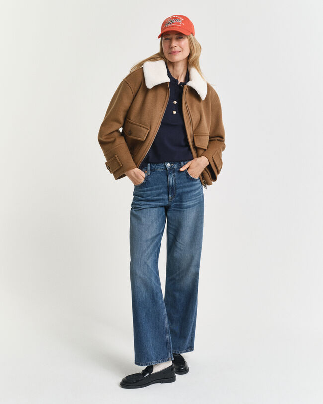 Langærmet piqué poloskjorte