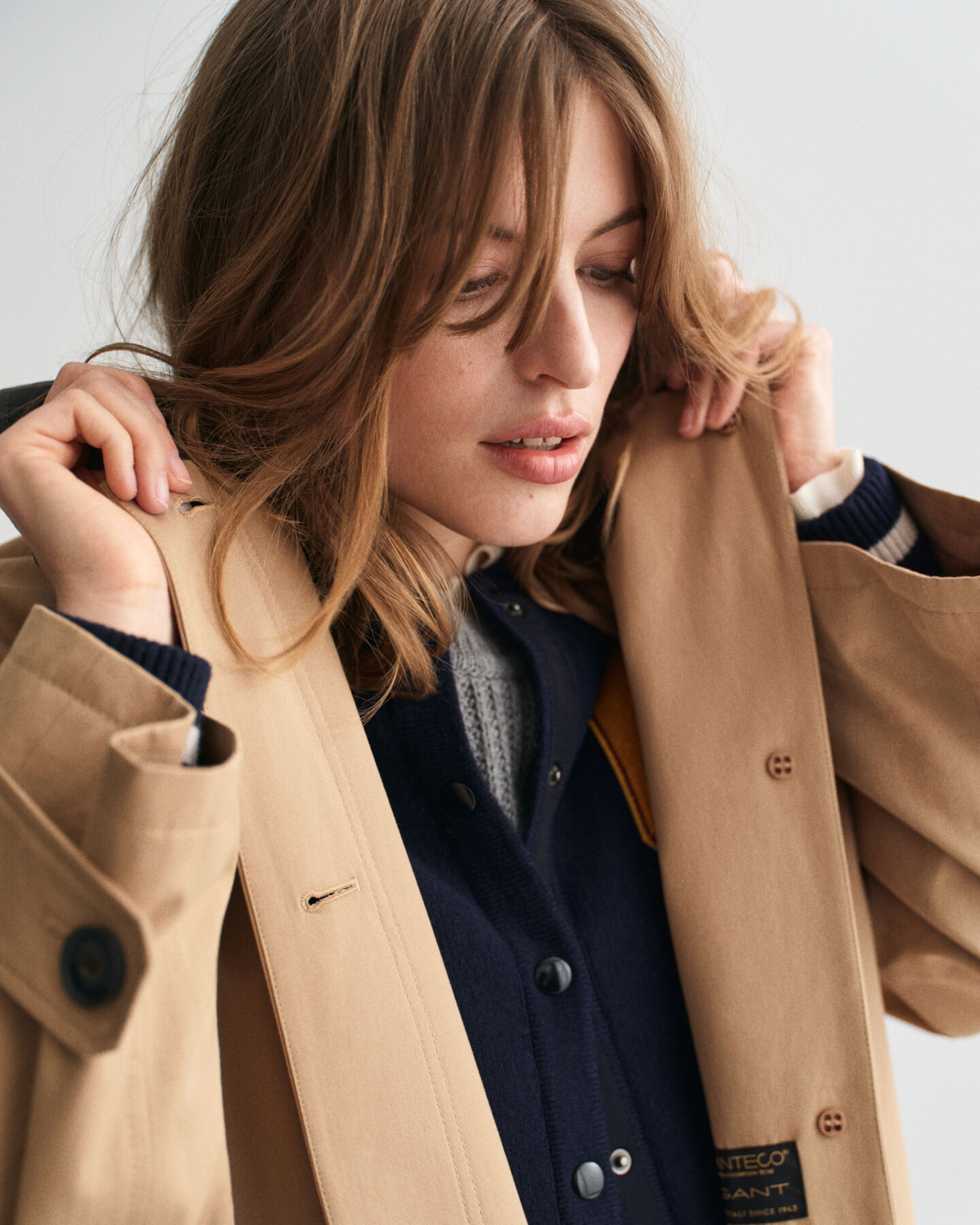 Bilfrakke med læderkrave