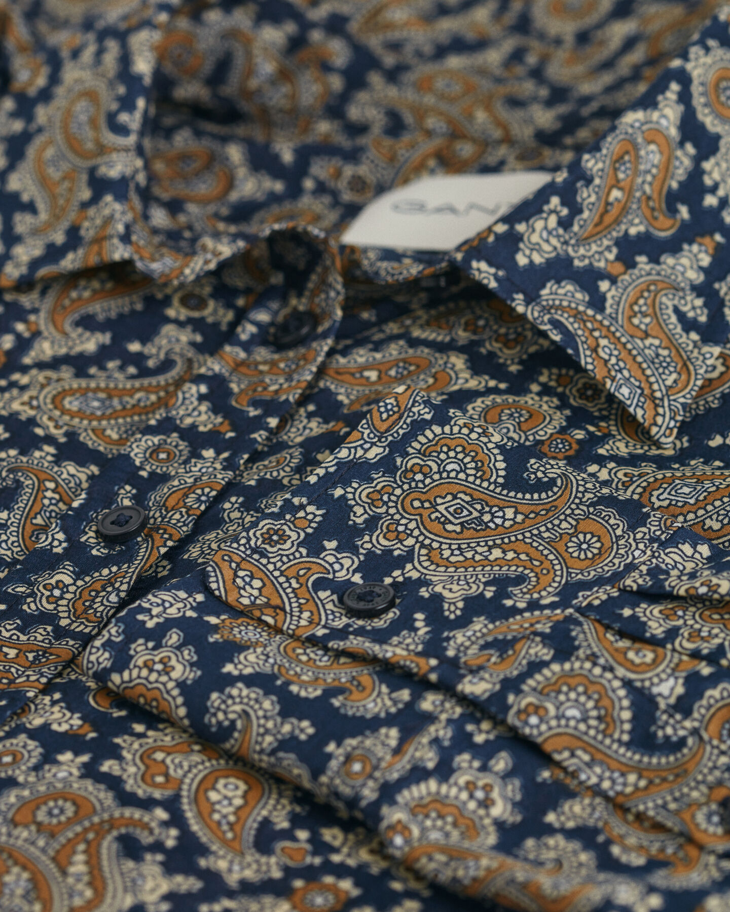 Regular fit paisley skjorte af bomuld og silke