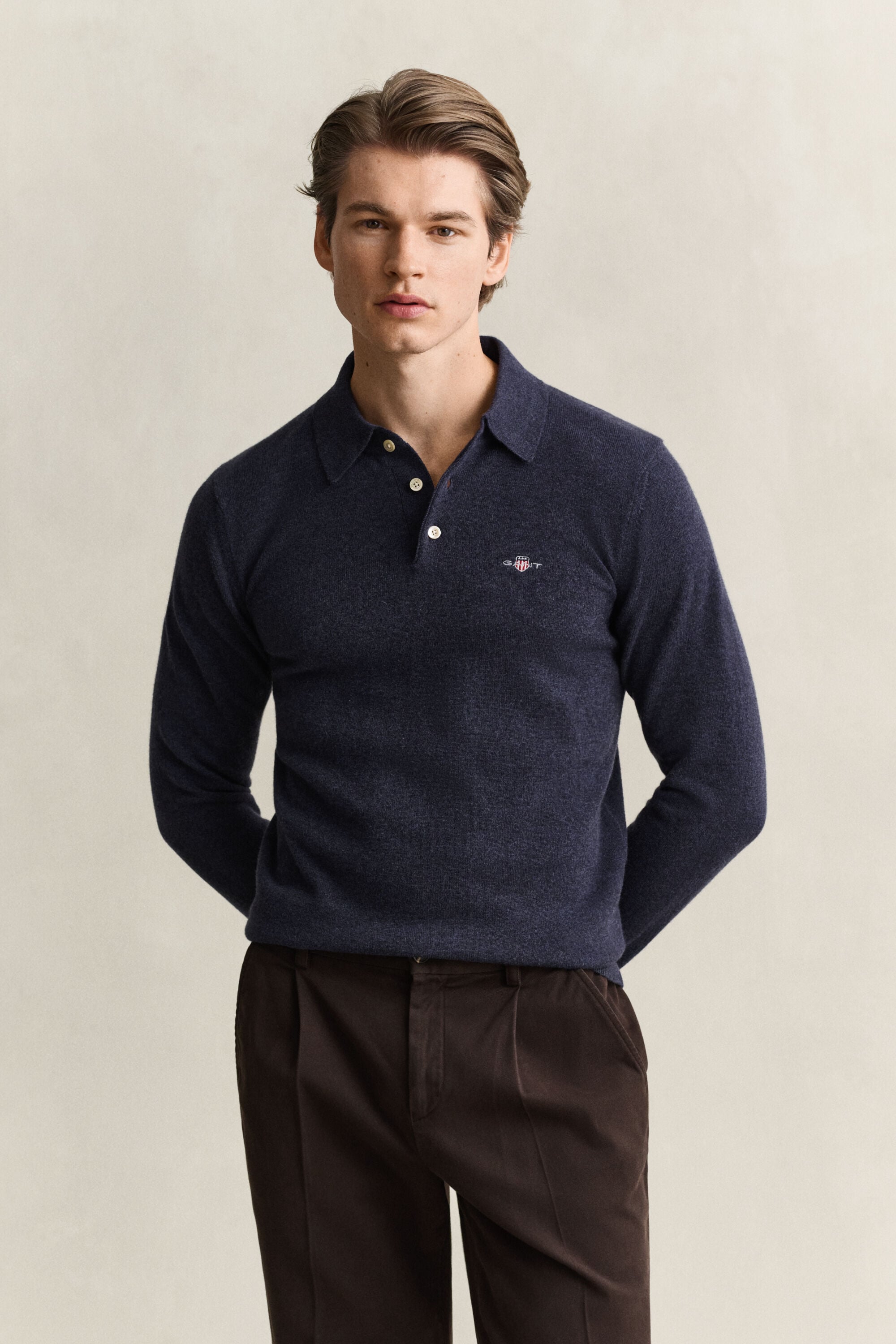 Polosweater af ekstra fin lammeuld