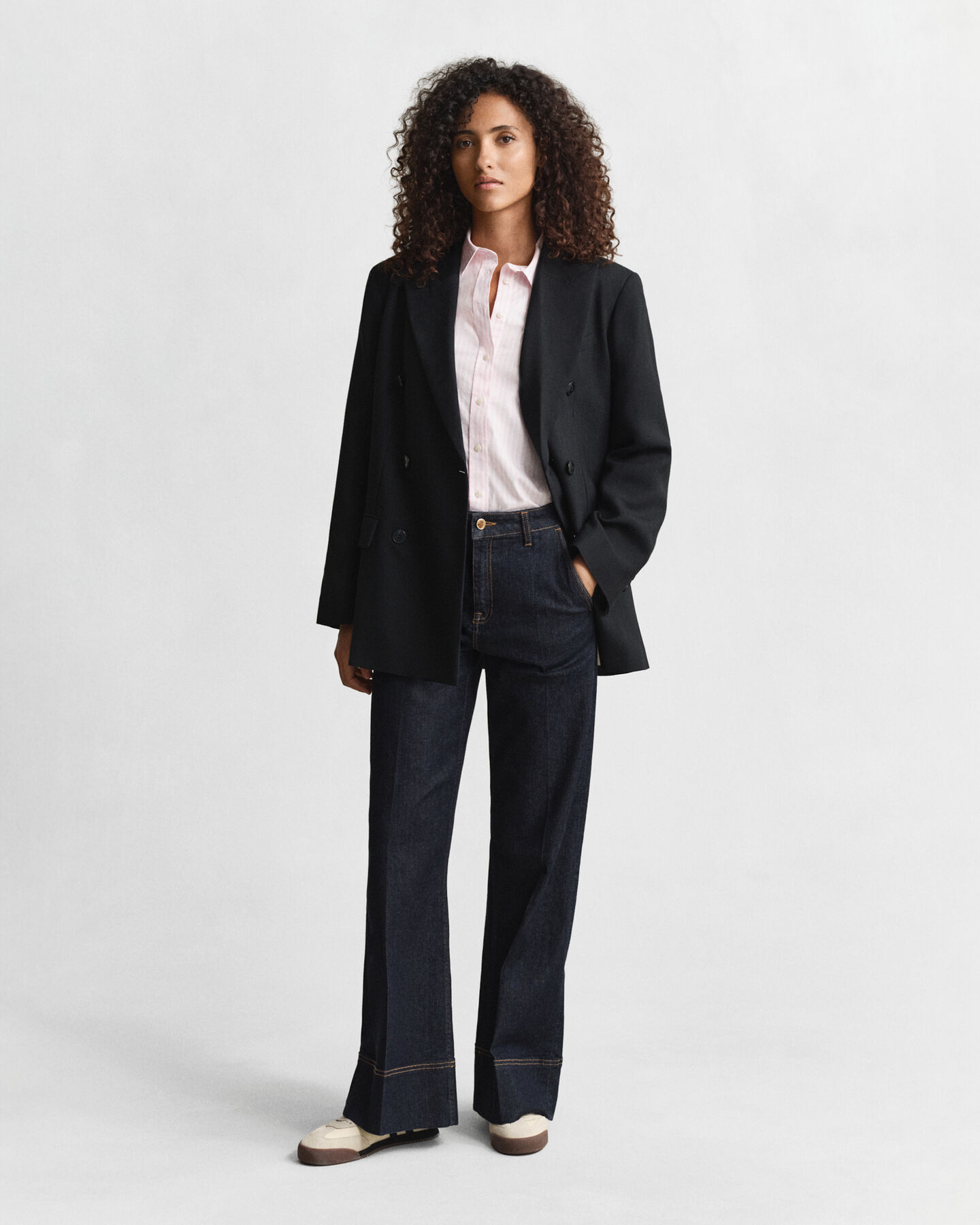 Regular fit klassisk stribet poplin-skjorte