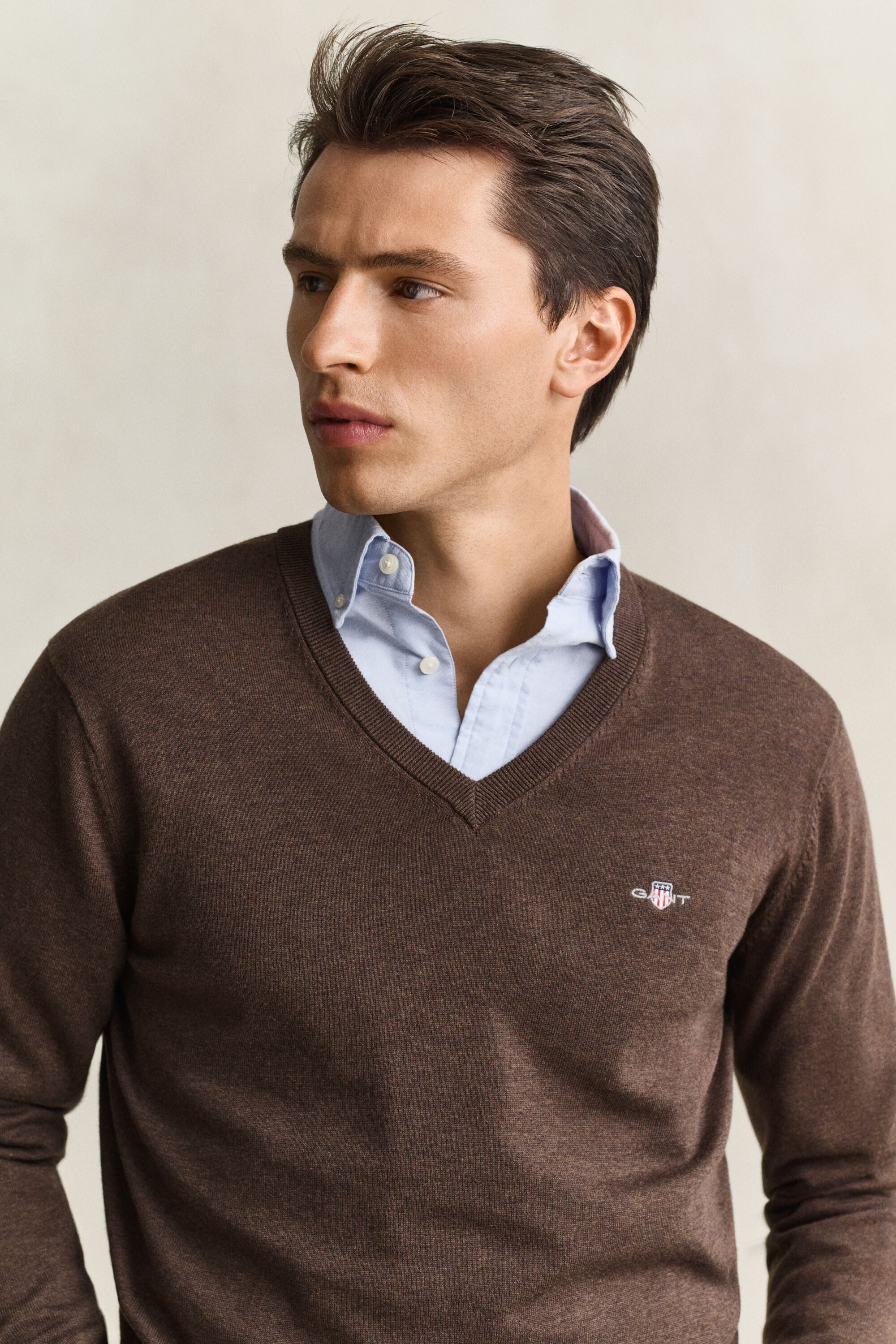 Sweater i bomuld med V-hals