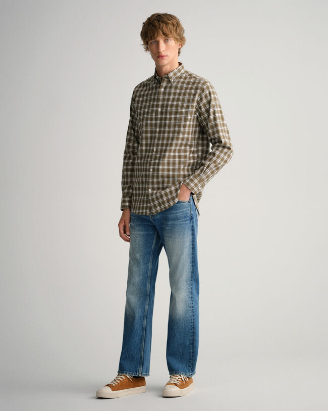 Regular fit ternet flannelskjorte